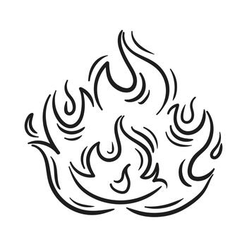 Energetic sketch-style flames , with fluid lines and dynamic flame cones minimalist graphic for a vivid accent. vector