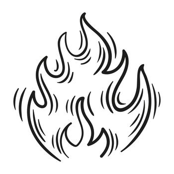 Dynamic sketch-style flames in bold, with fluid lines and sharp flame cones minimalist art for a vivid, energetic accent. vector