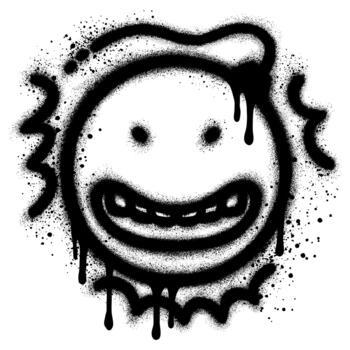 Angry emoticon like dynamite exploding in graffiti style with spray paint vector