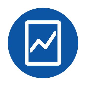 sencillo línea grafico icono representando crecimiento en azul circulo antecedentes vector