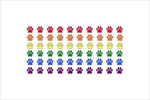 Colorful Rows of Paw Prints Representing Diversity and Unity vector