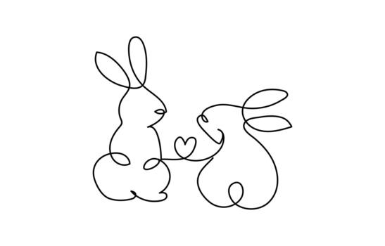 Bunny line art style icon. Rabbit line art icon. Abstract outline rabbit. Continous line drawing Rabbit minimalism style. Easter bunny linear icon. vector
