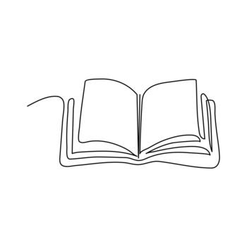 Continuous line open book illustration for study knowledge and back to school concept vector