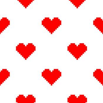 seamless heart pattern with pixel theme with full shape vector