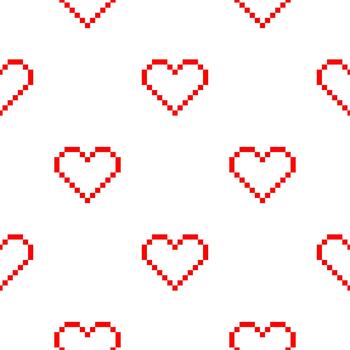 seamless heart pattern with pixel theme with outline vector