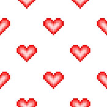 seamless heart pattern with pixel theme with pink gradient vector