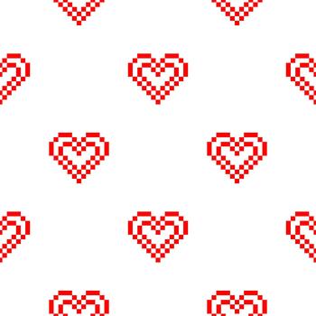seamless heart pattern with pixel theme with inner and outer lines vector