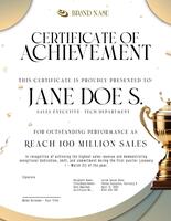 Gold Gradient Confetti Certificate of Achievement for Sales template