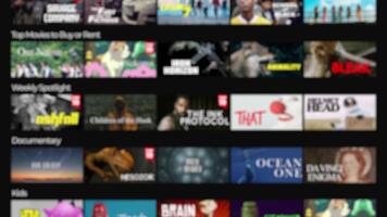 fiktiv strömning instrumentbräda mock-up med dimmig innehåll rader, visa upp icke-märkta film och serier miniatyrer video