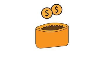 Tiny flat zip pocket pouch. Partially opened zipper at the top. Small carry item context. Simple coin slot area visible. Shown in a light coin-drop motion pass. video