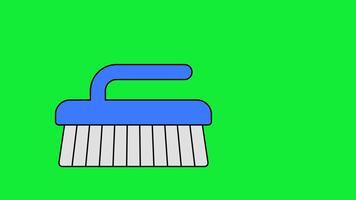 piccolo palmare mollica spazzatrice spazzola. corto setole disposte nel un' pulito riga. tavolo pulizia accessorio contesto. compatto maniglia e spazzola bordo visibile. mostrato nel un' dolce superficie pulita movimento passaggio. video