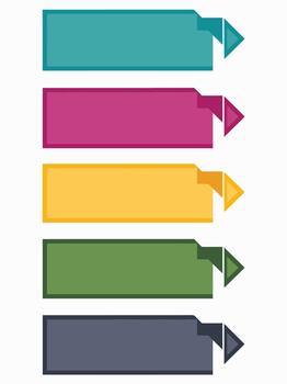 Set of five colorful blank infographic banners with pointers vector