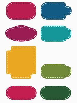 Set of colorful blank speech bubbles with stitch effect isolated vector