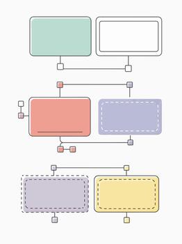 Abstract Flowchart with Pastel Colored Boxes and Connecting Lines vector