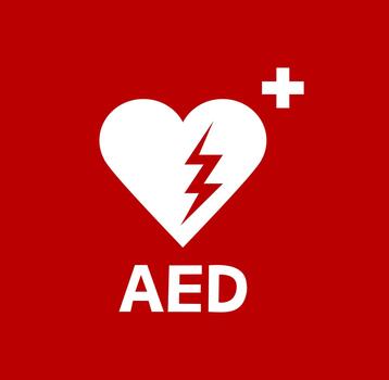 AED indicating a defibrillator device. AED,automated external defibrillator flat icon. Emergency defibrillator sign or icon. Heart symbol. Medical logo. vector