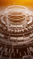 astratto rotante cerchi e geometrico Tech modelli nel movimento. ciclico animazione di futuristico anelli, Perfetto per digitale, sci fi, e tecnologia a tema immagini. video