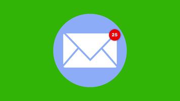 Email Notification Icon Animation with Counter Increasing 0 to 100 Green Screen. 4K Resolution video