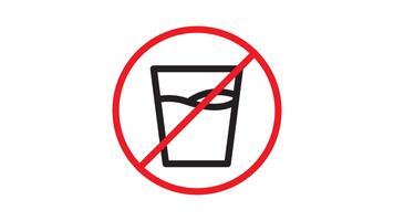 Nej dricka klocka animering på vit bakgrund. inte äter eller dricka. händelse, fasta tid, tid, fasta. översikt design stil video