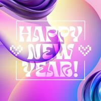 Purple Pink Blob New Year Greeting Card template