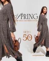 Black Brown Simple Spring Sale Instagram Post template