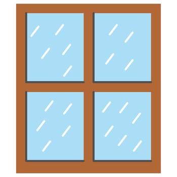 Simple Flat Square Pane Rain Window Frame Architecture Graphic Illustration vector