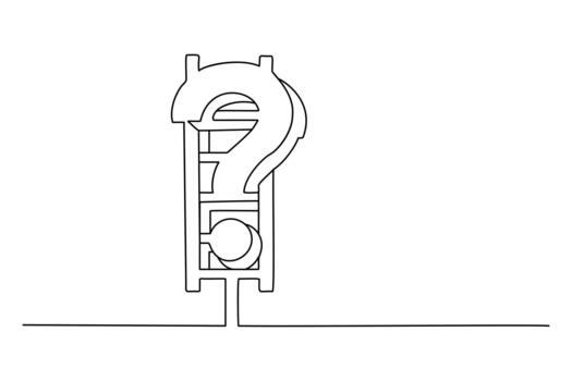 Question mark with ladder continuous line drawing illustration minimal art vector