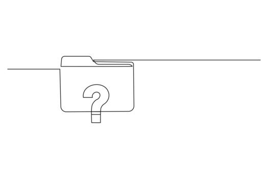 continuo uno línea dibujo de carpeta con pregunta marca ilustración vector