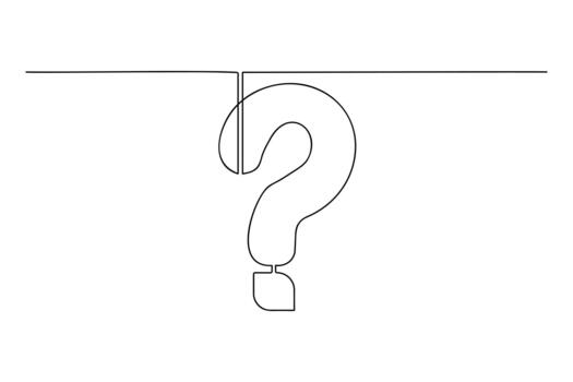 One line drawing of question mark isolated on white background one line art vector