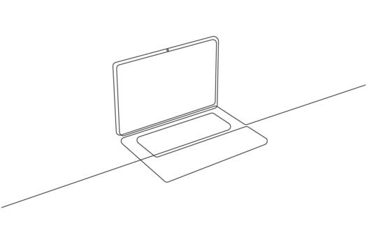 Laptop continuous one line drawing modern digital device minimalist isolate outline illustration on white background vector