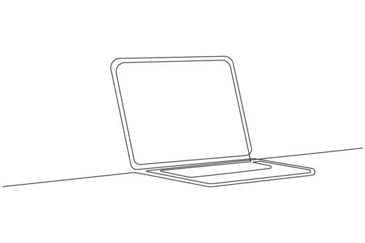 Laptop single line minimalist drawing simple computer icon isolate outline illustration on white background vector