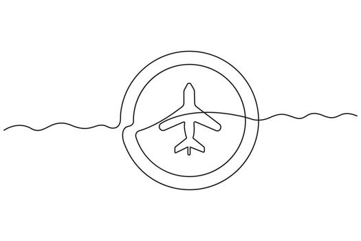 continuo línea dibujo de un avión icono para viaje y aviación conceptos vector