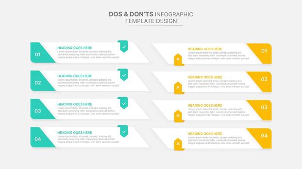 Dos and Don'ts Infographic Template Design with Checkmarks and Crosses vector