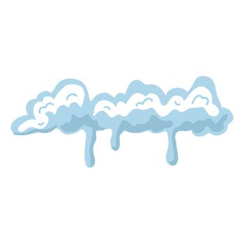 Single snow cap with long icicles in soft blue and white. Winter border element for roofs, frames, headers, Christmas scenes, web graphics, kids illustrations, and game UI. vector