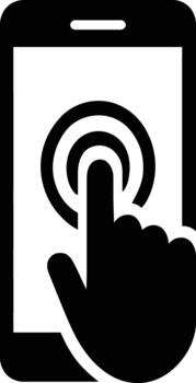 Hand tapping smartphone screen with touch gesture, mobile app interaction, modern user interface, mobile tech engagement, business communication, digital navigation vector