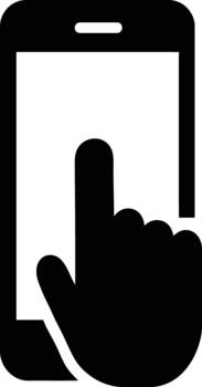 mano tocando teléfono inteligente pantalla con toque interacción, moderno móvil aplicación diseño, usuario interfaz navegación, digital compromiso, móvil tecnología para negocio comunicación vector