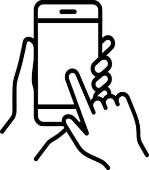 Close-up view of hand using smartphone screen, touch gesture for app navigation, mobile interaction concept vector