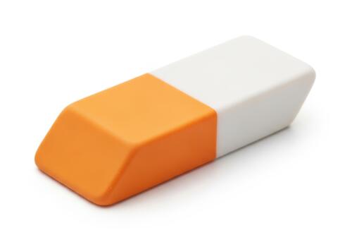 Two toned rectangular eraser with orange and white ends photo
