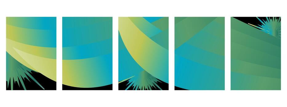 Abstract Geometric Background Set with Green Blue Gradient and Burst Accents vector