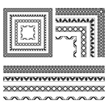 decorativo patrones azteca modelo conjunto tribal frontera sin costura modelo vector