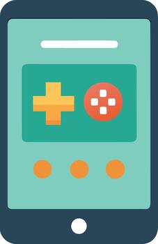 Teal smartphone displaying a retro game interface vector