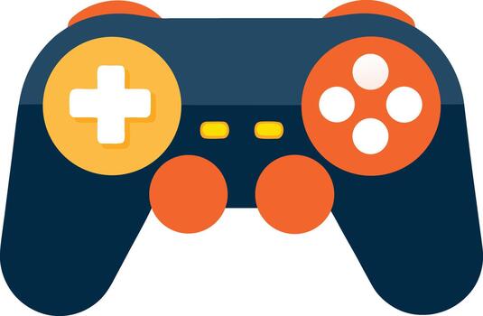plano diseño juego controlador con naranja y amarillo acentos vector