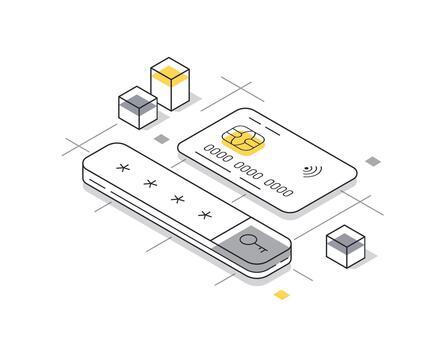 Data protection concept with a secure element, indicating enhanced security in digital transactions vector