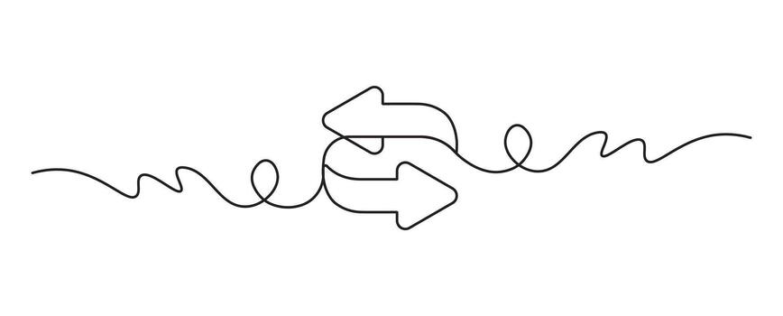 Continuous one line exchange arrows - Reload or refresh loop icon illustration vector