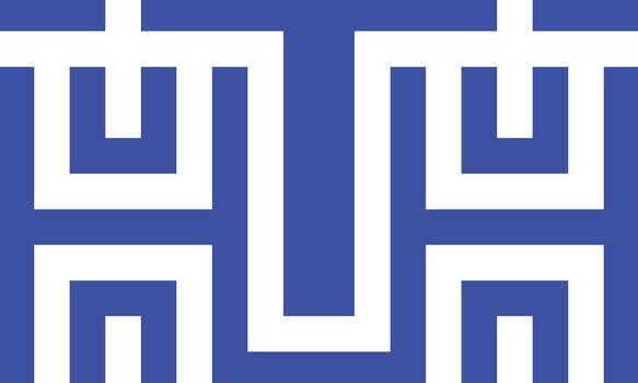 Blue and White Interlocking Geometric Labyrinth Design. Modern Optical Illusion Maze Pattern for Seamless Background and Textiles vector