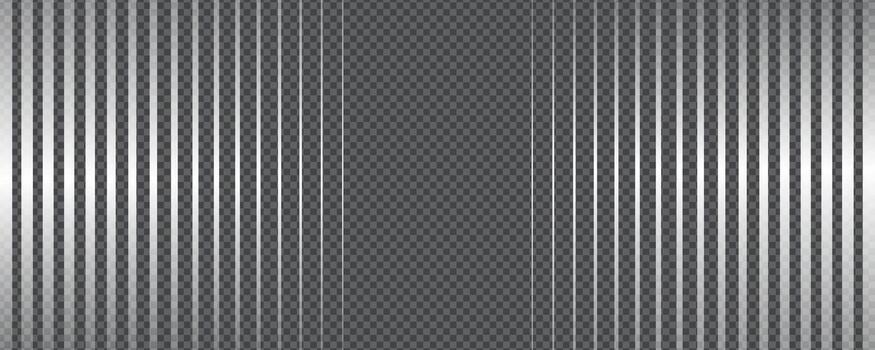 Vertical metallic stripe pattern with gradient transition lattice and silver fade. design adds glossy reflection and smooth symmetrical gradation. vector