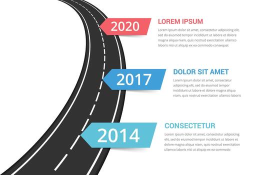 Road infographics template with three elements with place for your text vector