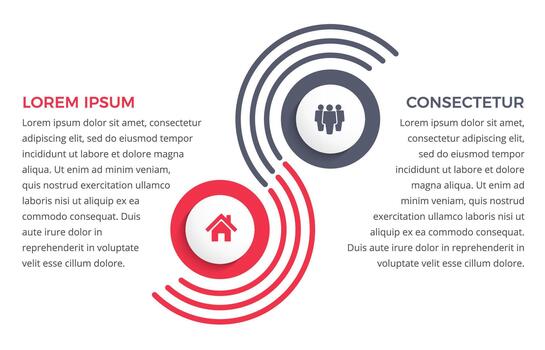 Infographic template with two options with place for icons and text vector