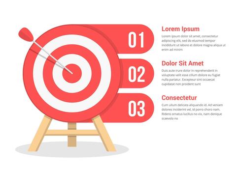 Target with three elements for your text, three steps to your goal, infographic template for web, business, presentations vector