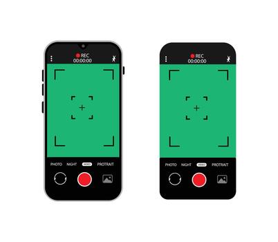 Two smartphones with the same screen and camera vector