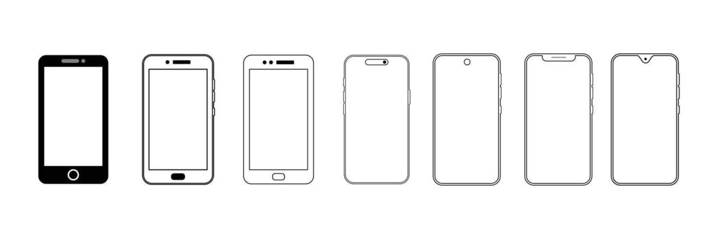 A set of different cell phones with different sizes vector